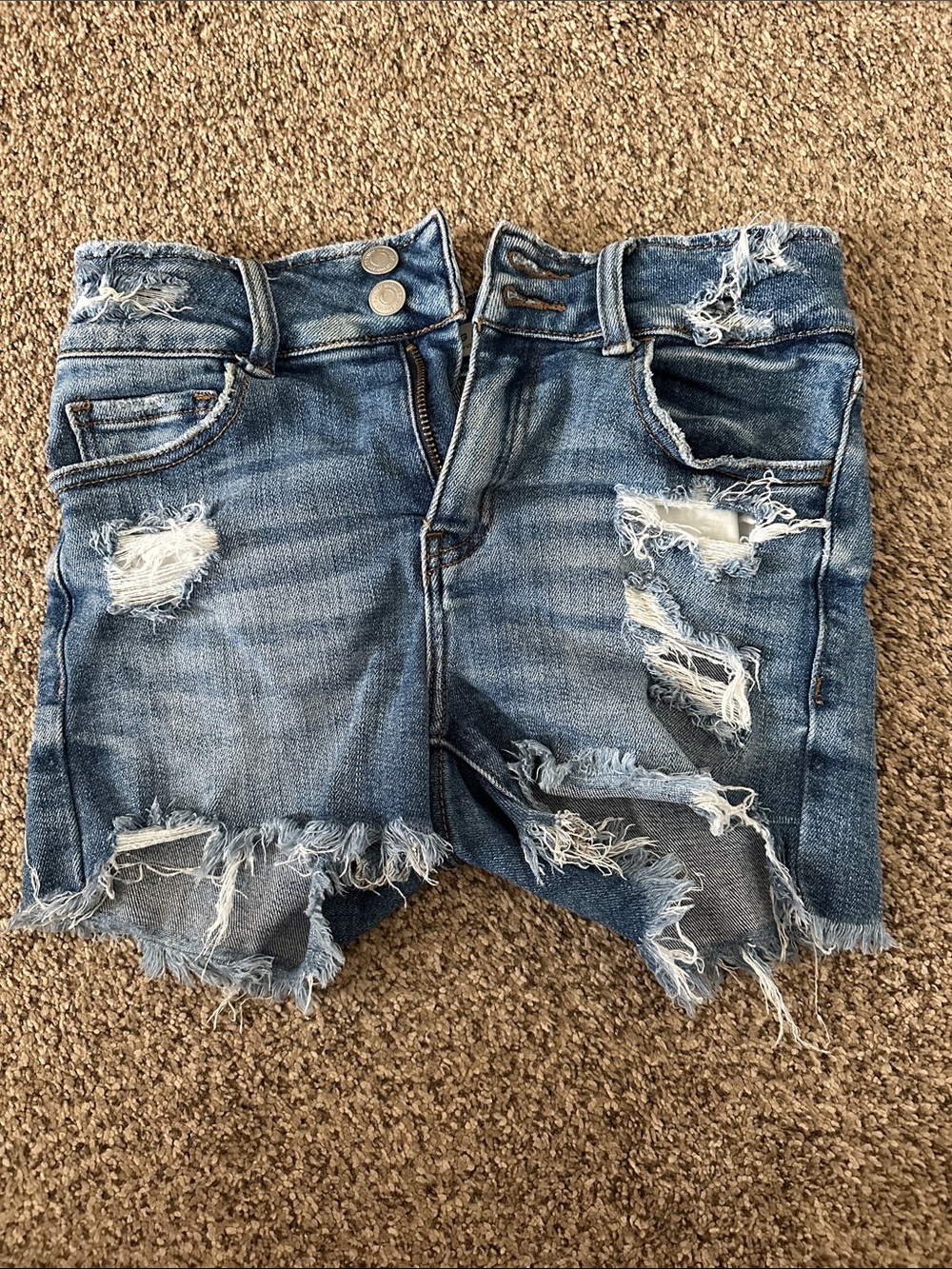 Flying Monkey Frayed Light Blue Factory Distressed Jean Shorts
